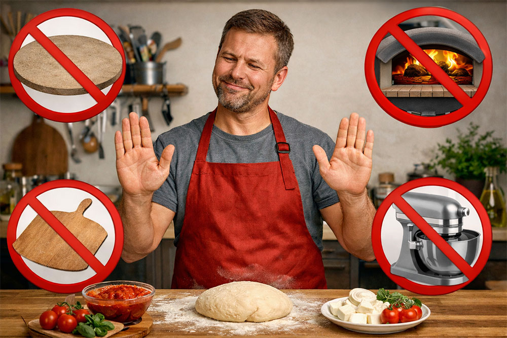 Gör pizza utan en massa utrustning, enkel pizza, vanlig ugn