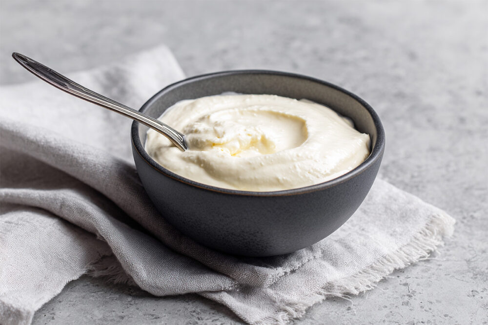 Creme fraiche och Ricotta blir en bra vit sås till pizza